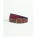 Brooks Brothers Men's Webbed Cotton Belt With Brass-Tone Buckle | Red/Navy | Size 38