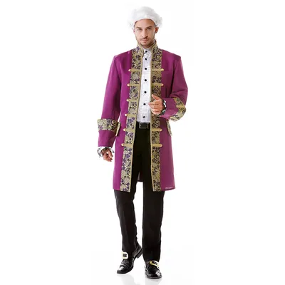buttinette Mantel Brokat für Herren, lila/gold Image
