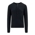 Dolce & Gabbana , Black Wool Sweater with Crew-Neck and Buttons ,Black male, Sizes: M, XL, 2XL