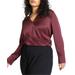 Plus Size Women's Draped Surplice Top by ELOQUII in Vineyard Wine (Size 26)