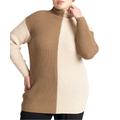 Plus Size Women's Mock Neck Colorblock Sweater by ELOQUII in Smoke Gray Coca Moch (Size 22/24)