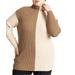 Plus Size Women's Mock Neck Colorblock Sweater by ELOQUII in Smoke Gray Coca Moch (Size 22/24)