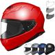 Shoei NXR2 Plain Motorcycle Helmet & Visor - Shine Red - 53-54cm | XS - CWR-F2 Dark Smoke (Pinlock-Ready), Shine Red