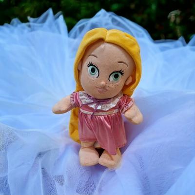 Disney Toys | Disney Parks Disney Babies 12" Plush Baby Rapunzel Cloth Hair Doll Guc | Color: Pink/Yellow | Size: 12"