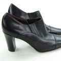 Coach Shoes | Coach Heeled Booties Womens Size 7.5 B Black Leather Slip On Pumps Block Heel | Color: Black | Size: 7.5