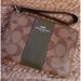 Coach Bags | New Coach Signature Pvc Leather Corner Zip Wristlet Wallet Purse Brown W Green | Color: Brown/Green | Size: Os