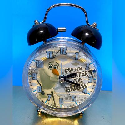 Disney Accents | Disney Frozen Olaf’s Quest Acrylic Alarm Clock Twin Bell Works! | Color: Blue/White | Size: Clock 5.25”