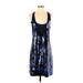 Julie Brown Cocktail Dress - Mini Scoop Neck Sleeveless: Blue Dresses - Women's Size Medium