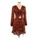 C+D+M Collection Casual Dress - Mini Plunge 3/4 sleeves: Brown Dresses - New - Women's Size Large