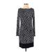 MICHAEL Michael Kors Casual Dress - Sheath Crew Neck Long sleeves: Black Print Dresses - Women's Size Small