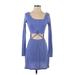 Casual Dress - Sweater Dress: Blue Dresses - Women's Size Medium