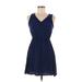 Old Navy Casual Dress - A-Line V Neck Sleeveless: Blue Solid Dresses - Women's Size Small Petite