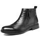 New Ankle Boots For Men Non Slip Anti-slip Block Heel Leather Brogue Embossed Wingtips Double Side Zip Vintage Stylish Casual (Color : Black Lined, Size : 6 UK)