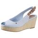 Sandalette TOMMY HILFIGER "ICONIC ELBA SLING BACK WEDGE" Gr. 36, blau (hellblau) Damen Schuhe Sandaletten