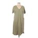 Polagram Casual Dress - Shift V Neck Short sleeves: Green Print Dresses - Women's Size Large