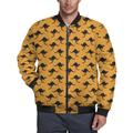 Kangaroo Pattern Men's Bomber Jacket Winter Warm Windbreaker Zippered Up Jacket Coats Casual Outwear