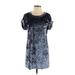 Joe & Elle Casual Dress - Mini Scoop Neck Short sleeves: Blue Dresses - Women's Size Small