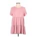 Beeson River Casual Dress - Mini Crew Neck Short sleeves: Pink Print Dresses - Women's Size Large