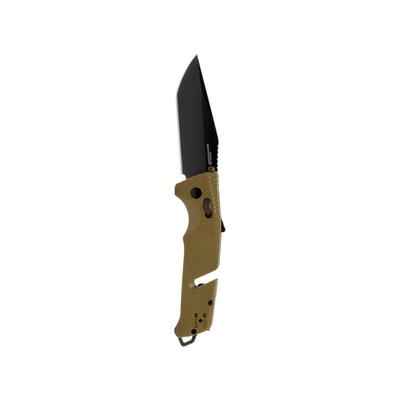SOG Specialty Knives & Tools Trident AT Folding Knives 3.7in CRYO D2 Plain Tanto Blade FDE GRN Handle 11-12-12-41