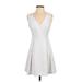 BCBGeneration Cocktail Dress - A-Line V Neck Sleeveless: White Print Dresses - Women's Size 2
