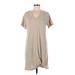 White Birch Casual Dress - Shift V-Neck Short sleeves: Tan Print Dresses - New - Women's Size Medium