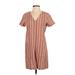 Madewell Casual Dress - Wrap: Brown Stripes Dresses - Women's Size X-Small