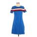 Tommy Hilfiger Casual Dress - Mini High Neck Short sleeves: Blue Dresses - Women's Size Small