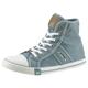 Sneaker MUSTANG SHOES "High-Top-Sneaker, Freizeitschuh" Gr. 36, blau (rauchblau (hell)) Damen Schuhe Skaterschuh Schnürboots Canvassneaker Reißverschlussstiefeletten