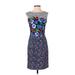 Antonio Melani Cocktail Dress - Sheath Crew Neck Sleeveless: Blue Print Dresses - Women's Size 0