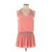 Ramy Brook Casual Dress - Mini V Neck Sleeveless: Pink Print Dresses - Women's Size Medium
