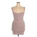 Herve Leger Casual Dress - Mini Plunge Sleeveless: Gray Print Dresses - Women's Size X-Large