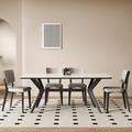 Hokku Designs Mackynze Rectangular Dining Set Wood in Black/Brown/White | 29.53 H x 31.5 W x 59.06 D in | Wayfair 5431F945ADE8417AA400D68606EABE80