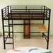 Mason & Marbles Walliston Full Metal Loft Bed w/ L- shaped Desk & Shelves Metal in Black/Gray | 69 H x 56 W x 77 D in | Wayfair