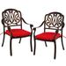 Astoria Grand Emin Metal Outdoor Stackable Dining Armchair w/ Cushion Metal in Red | 35.8 H x 26.7 W x 25.6 D in | Wayfair