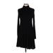 Lulus Casual Dress - A-Line Turtleneck Long sleeves: Black Solid Dresses - Women's Size Small