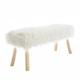 Banc 120x40cm peau de mouton couleur ivoire pieds bois naturel