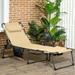 ,Outsunny Folding Chaise Lounge with 5-level Reclining Back, Outdoor Tanning Chair with Reading Face Hole