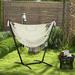 Outsunny Patio Hammock Chair with Stand, Outdoor Hammock Swing Hanging Lounge Chair with Side Pocket and Headrest,