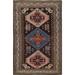 Vegetable Dye Kazak Accent Antique Area Rug Hand-Knotted Wool Carpet - 3'7"x 5'5"