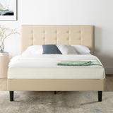Priage by Zinus Beige Upholstered Button Tufted Platform Bed - Full