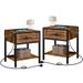 Nightstand Set of 2 with Charging Station, USB Ports and Drawers Storage Shelf