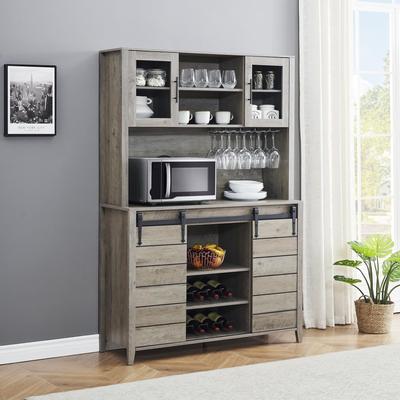 Farmhouse Wine Cabinet, Dining Room Kitchen Cabinet with Wine Rack