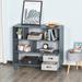 3-Tier Child Bookcase Open Shelves Cabinet Floor Standing Cube Storage Organizer with Drawers