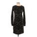 Joe Fresh Casual Dress - Sheath High Neck Long sleeves: Black Print Dresses - Women's Size X-Small