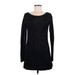 Martin + Osa Casual Dress - Mini Boatneck Long sleeves: Black Print Dresses - Women's Size Large