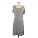 Caslon Casual Dress - A-Line Scoop Neck Short sleeves: Gray Stripes Dresses - Women's Size Large