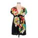 rue21 Casual Dress - Mini Plunge Short sleeves: Black Color Block Dresses - Women's Size 16