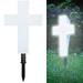 Solar Lighted Cross Solar Powered LED Cross Stake Light Warm White Waterproof Solar Stake Light Illuminated LED Cross Eternal Light Memorial Light for Grave Marker Cemetery Decoration