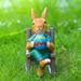 Solar Rabbit Statue Ornament Garden Table Decor Mini Fairy Art Sculptures for Home Shelf Shelves Tabletop Desktop Indoor Garden Yard Holiday Outdoor Gift 6.14x4.96x3.07in