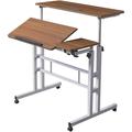 Height Adjustable Rolling Desk Mobile Stand Up Desk With Wheels Home Office Computer Workstation Desk Table Laptop Cart For Standing Or Sitting